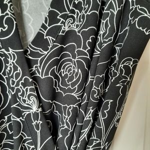 Black and white floral Ann Taylor Loft wrap dress
